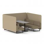 Brixworth 6 Seater Bench Booth With Black Legs And Grey Table With Black Leg In Main Line Flax Fabric - Upminster Panels And Bank Sofa SF004430