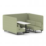 Brixworth 6 Seater Bench Booth With Black Legs And White Table With Black Leg In Rivet Fabric - Burnish Panels And Sofa SF004444