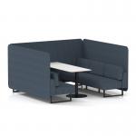 Brixworth 6 Seater Bench Booth With Black Legs And White Table With Black Leg In Rivet Fabric - Crucible Panels And Sofa SF004446