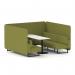 Brixworth 6 Seater Bench Booth With Black Legs And White Table With Black Leg In Rivet Fabric - Olive Panels And Sofa SF004447