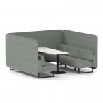Brixworth 6 Seater Bench Booth With Black Legs And White Table With Black Leg In Rivet Fabric - Prime Panels And Sofa SF004448