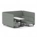 Brixworth 6 Seater Bench Booth With Black Legs And White Table With Black Leg In Rivet Fabric - Prime Panels And Sofa SF004448