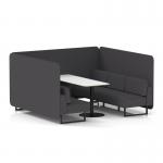 Brixworth 6 Seater Bench Booth With Black Legs And White Table With Black Leg In X2 Fabric - Arithmetic Panels And Sofa SF004450