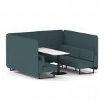 Brixworth 6 Seater Bench Booth With Black Legs And White Table With Black Leg In X2 Fabric - Polygon Panels And Sofa SF004454