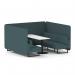 Brixworth 6 Seater Bench Booth With Black Legs And White Table With Black Leg In X2 Fabric - Polygon Panels And Sofa SF004454
