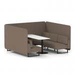 Brixworth 6 Seater Bench Booth With Black Legs And White Table With Black Leg In X2 Fabric - Theory Panels And Sofa SF004455