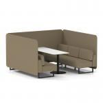 Brixworth 6 Seater Bench Booth With Black Legs And White Table With Black Leg In Main Line Flax Fabric - Bank Panels And Sofa SF004456