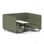 Brixworth 6 Seater Bench Booth With Black Legs And White Table With Black Leg In Main Line Flax Fabric - Monument Panels And Sofa SF004457
