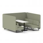 Brixworth 6 Seater Bench Booth With Black Legs And White Table With Black Leg In Main Line Flax Fabric - Newbury Panels And Sofa SF004458