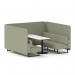 Brixworth 6 Seater Bench Booth With Black Legs And White Table With Black Leg In Main Line Flax Fabric - Newbury Panels And Sofa SF004458