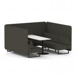 Brixworth 6 Seater Bench Booth With Black Legs And White Table With Black Leg In Main Line Flax Fabric - Temple Panels And Sofa SF004459