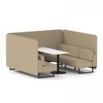 Brixworth 6 Seater Bench Booth With Black Legs And White Table With Black Leg In Main Line Flax Fabric - Upminster Panels And Sofa SF004460