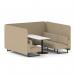 Brixworth 6 Seater Bench Booth With Black Legs And White Table With Black Leg In Main Line Flax Fabric - Upminster Panels And Sofa SF004460