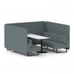 Brixworth 6 Seater Bench Booth With Black Legs And White Table With Black Leg In Main Line Flax Fabric - Westminster Panels And Sofa SF004461