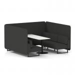 Brixworth 6 Seater Bench Booth With Black Legs And White Table With Black Leg In Synergy Fabric - Mix Panels And Sofa SF004464