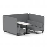 Brixworth 6 Seater Bench Booth With Black Legs And White Table With Black Leg In Synergy Fabric - Partner Panels And Sofa SF004466