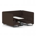 Brixworth 6 Seater Bench Booth With Black Legs And White Table With Black Leg In Synergy Fabric - Wed Panels And Sofa SF004467