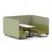Brixworth 6 Seater Bench Booth With Black Legs And White Table With Black Leg In Rivet Fabric - Burnish Panels And Olive Sofa SF004474
