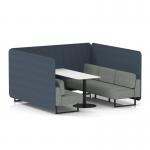 Brixworth 6 Seater Bench Booth With Black Legs And White Table With Black Leg In Rivet Fabric - Crucible Panels And Prime Sofa SF004476