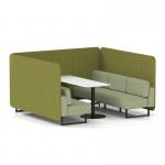 Brixworth 6 Seater Bench Booth With Black Legs And White Table With Black Leg In Rivet Fabric - Olive Panels And Burnish Sofa SF004477