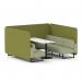 Brixworth 6 Seater Bench Booth With Black Legs And White Table With Black Leg In Rivet Fabric - Olive Panels And Burnish Sofa SF004477