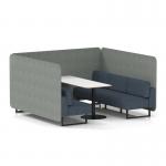 Brixworth 6 Seater Bench Booth With Black Legs And White Table With Black Leg In Rivet Fabric - Prime Panels And Crucible Sofa SF004478