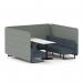 Brixworth 6 Seater Bench Booth With Black Legs And White Table With Black Leg In Rivet Fabric - Prime Panels And Crucible Sofa SF004478