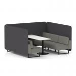 Brixworth 6 Seater Bench Booth With Black Legs And White Table With Black Leg In X2 Fabric - Arithmetic Panels And Number Sofa SF004480