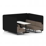 Brixworth 6 Seater Bench Booth With Black Legs And White Table With Black Leg In X2 Fabric - Diameter Panels And Theory Sofa SF004482