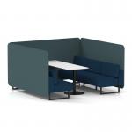 Brixworth 6 Seater Bench Booth With Black Legs And White Table With Black Leg In X2 Fabric - Polygon Panels And Calculus Sofa SF004484