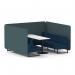 Brixworth 6 Seater Bench Booth With Black Legs And White Table With Black Leg In X2 Fabric - Polygon Panels And Calculus Sofa SF004484