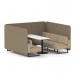 Brixworth 6 Seater Bench Booth With Black Legs And White Table With Black Leg In Main Line Flax Fabric - Bank Panels And Upminster Sofa SF004486