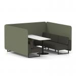 Brixworth 6 Seater Bench Booth With Black Legs And White Table With Black Leg In Main Line Flax Fabric - Monument Panels And Temple Sofa SF004487