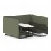 Brixworth 6 Seater Bench Booth With Black Legs And White Table With Black Leg In Main Line Flax Fabric - Monument Panels And Temple Sofa SF004487
