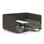 Brixworth 6 Seater Bench Booth With Black Legs And White Table With Black Leg In Main Line Flax Fabric - Temple Panels And Monument Sofa SF004489