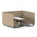 Brixworth 6 Seater Bench Booth With Black Legs And White Table With Black Leg In Main Line Flax Fabric - Upminster Panels And Bank Sofa SF004490