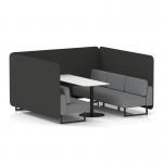 Brixworth 6 Seater Bench Booth With Black Legs And White Table With Black Leg In Synergy Fabric - Mix Panels And Partner Sofa SF004494