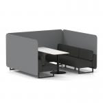 Brixworth 6 Seater Bench Booth With Black Legs And White Table With Black Leg In Synergy Fabric - Partner Panels And Mix Sofa SF004496