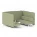 Brixworth 6 Seater Bench Booth With White Legs In Rivet Fabric - Burnish Panels And Sofa SF004504