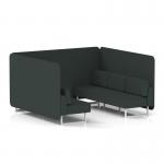 Brixworth 6 Seater Bench Booth With White Legs In Rivet Fabric - Charcoal Panels And Sofa SF004505