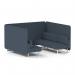 Brixworth 6 Seater Bench Booth With White Legs In Rivet Fabric - Crucible Panels And Sofa SF004506