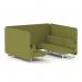Brixworth 6 Seater Bench Booth With White Legs In Rivet Fabric - Olive Panels And Sofa SF004507