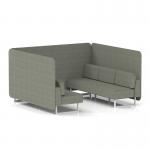 Brixworth 6 Seater Bench Booth With White Legs In Rivet Fabric - Vitreous Panels And Sofa SF004509