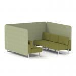 Brixworth 6 Seater Bench Booth With White Legs In Rivet Fabric - Burnish Panels And Olive Sofa SF004534