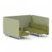 Brixworth 6 Seater Bench Booth With White Legs In Rivet Fabric - Burnish Panels And Olive Sofa SF004534