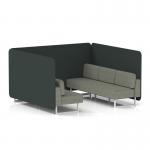 Brixworth 6 Seater Bench Booth With White Legs In Rivet Fabric - Charcoal Panels And Vitreous Sofa SF004535