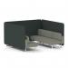 Brixworth 6 Seater Bench Booth With White Legs In Rivet Fabric - Charcoal Panels And Vitreous Sofa SF004535