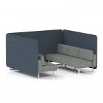 Brixworth 6 Seater Bench Booth With White Legs In Rivet Fabric - Crucible Panels And Prime Sofa SF004536
