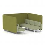 Brixworth 6 Seater Bench Booth With White Legs In Rivet Fabric - Olive Panels And Burnish Sofa SF004537
