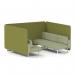 Brixworth 6 Seater Bench Booth With White Legs In Rivet Fabric - Olive Panels And Burnish Sofa SF004537